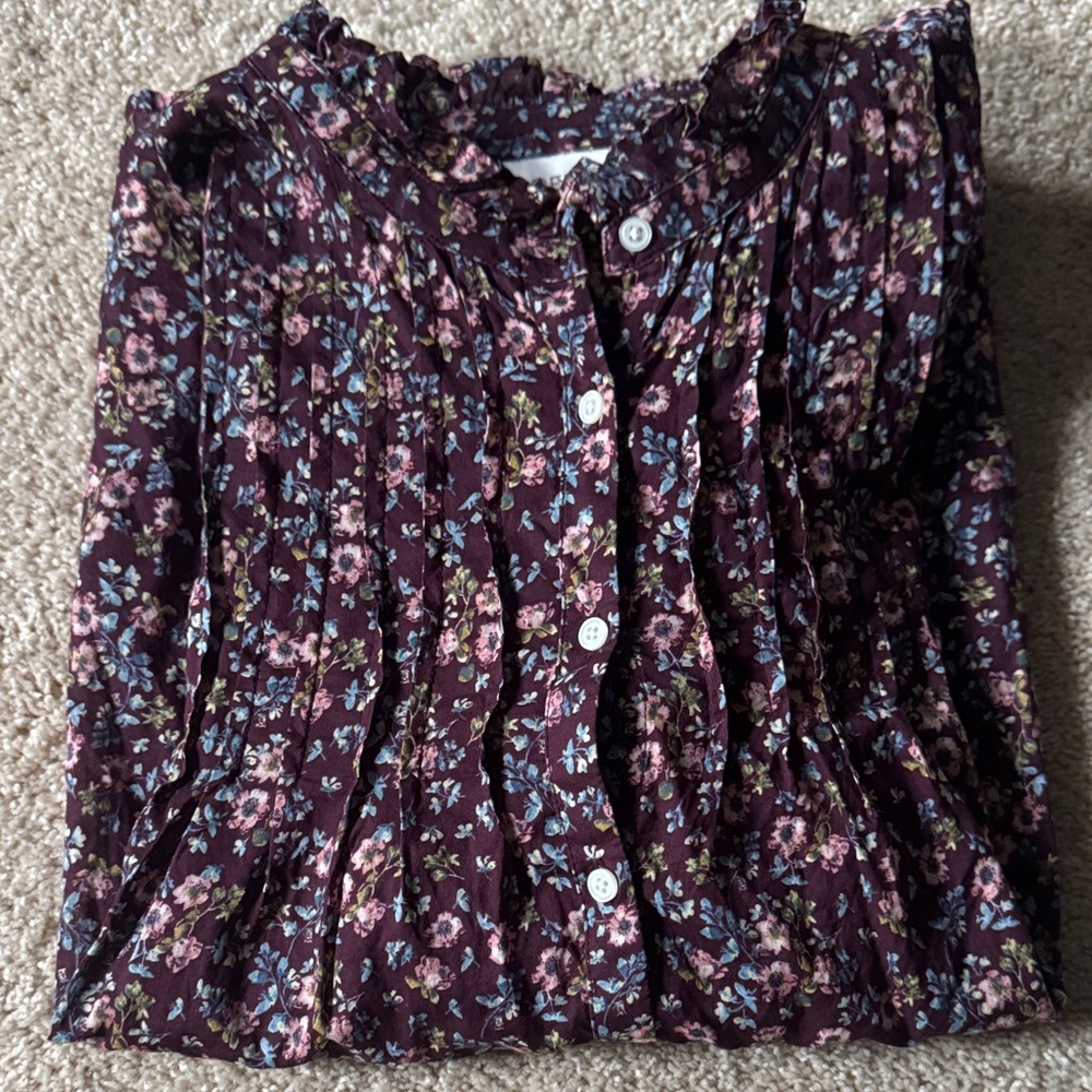 LOFT Floral Blouse - Deep Purple